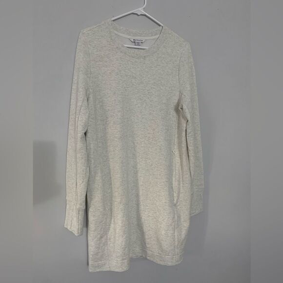Athleta Coaster Luxe Sweatshirt Dress Long Sleeve Pockets Heather Gray Fog L - Picture 4 of 15